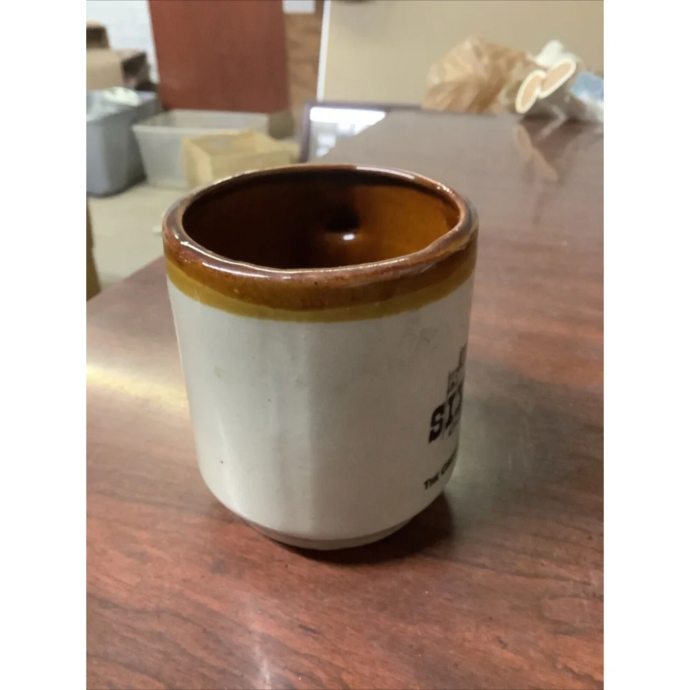 Six Flags Vintage Coffee Mug 1970’s Tea Cup Brown Glaze 4”